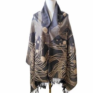 Pashmina Scarf Wrap Floral and Circular Pattern reversible shawl